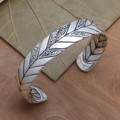 Sterling silver cuff bracelet, 'Fast Forward' - Sterling Silver Cuff Bracelet from Bali