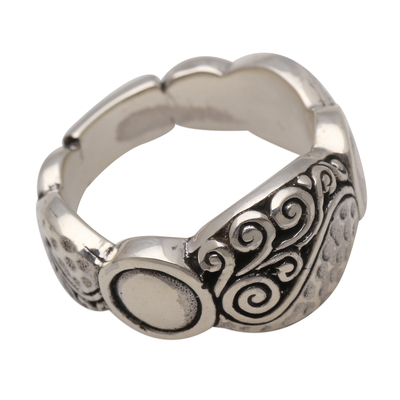 Sterling silver band ring, 'Going Together' - Textured Sterling Silver Band RIng