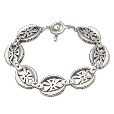 Sterling silver link bracelet, 'Rule Brittania' - Sterling Silver Link Bracelet from Bali