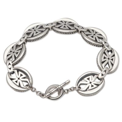 Sterling silver link bracelet, 'Rule Brittania' - Sterling Silver Link Bracelet from Bali