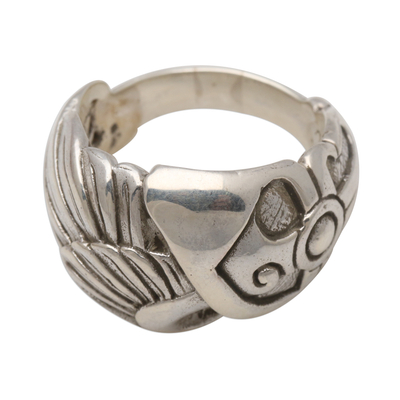 Men's sterling silver band ring, 'Warrior Wing' - Men's Sterling Silver Ring Handmade in Bali