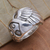 Men's sterling silver band ring, 'Warrior Wing' - Men's Sterling Silver Ring Handmade in Bali (image 2b) thumbail
