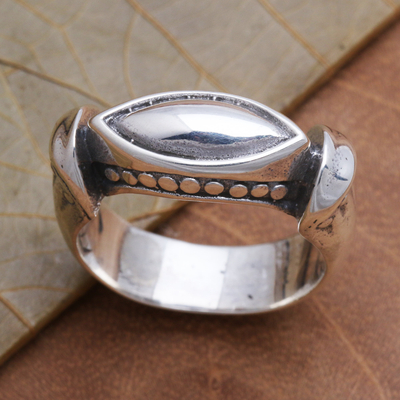 Sterling silver ring, 'Worldly Eye' - Unisex Sterling Silver Ring Handmade in Bali