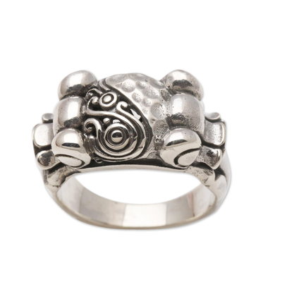 Sterling silver band ring, 'Modern Melange' - Artisan Crafted Sterling Silver Band Ring