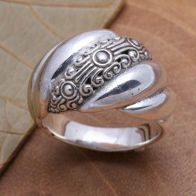Anillo de banda de plata esterlina - Anillo moderno de plata esterlina de Bali