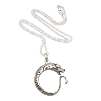 Sterling silver pendant necklace, 'Tiger Essence' - Tiger Head Necklace Crafted in Sterling Silver