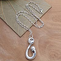 Garnet pendant necklace, 'Living Bamboo' - Bamboo Shoot Pendant Necklace Set with Garnet