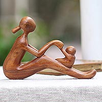Wood sculpture, Mom and Infant