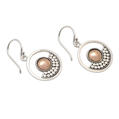 Gold accented sterling silver dangle earrings, 'Zenith' - Modern Sterling Silver and 18k Gold Plate Dangle Earrings