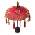 Balinesischer Regenschirm aus Baumwolle und Holz, 'Pura-Eingang in Karmesinrot'. - Karminroter zeremonieller Mini-Balinesischer Regenschirm