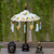 Balinesischer Regenschirm aus Baumwolle und Holz, 'Pura-Eingang in Weiß'. - Weißer balinesischer Mini-Zeremonienschirm