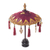 Balinesischer Regenschirm aus Baumwolle und Holz, 'Eingang Pura in Kastanienbraun'. - Kastanienbrauner Baumwoll- und Holz-Mini-Zeremonialer balinesischer Regenschirm