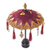 Cotton and wood Balinese umbrella, 'Pura Entrance in Maroon' - Maroon Cotton and Wood Mini Ceremonial Balinese Umbrella
