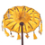 Cotton and wood Balinese umbrella, 'Pura Entrance in Saffron' - Yellow Mini Ceremonial Balinese Umbrella