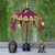 Balinesischer Regenschirm aus Baumwolle und Holz, 'Pura-Eingang in Lila - Violetter und goldener balinesischer Mini-Zeremonienschirm