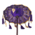Cotton and wood Balinese umbrella, 'Pura Entrance in Purple' - Purple and Gold Mini Ceremonial Balinese Umbrella