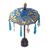 Cotton and wood Balinese umbrella, 'Sacred Moment in Azure' - Azure Decorative Mini Balinese Umbrella