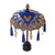Balinesischer Regenschirm aus Baumwolle und Holz, 'Sacred Moment in Royal Blue'. - Königsblauer Mini-Balinesischer Regenschirm