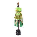 Cotton and wood Balinese umbrella, 'Sacred Moment in Lime' - Lime Green Decorative Accent Balinese Umbrella