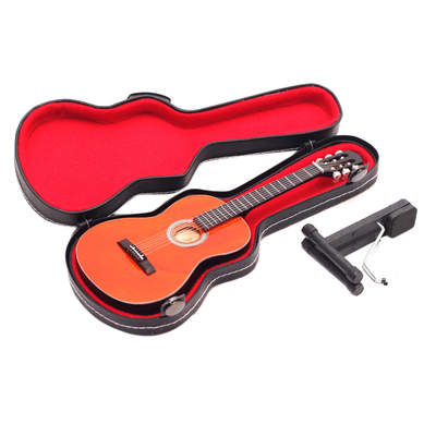 Decorative miniature guitar, 'Classic Acoustic' - Unique Miniature Acoustic Guitar Figurine with Case