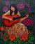 'Song of My Guitar' - Portrait of a Woman with a Guitar Painting from Java thumbail