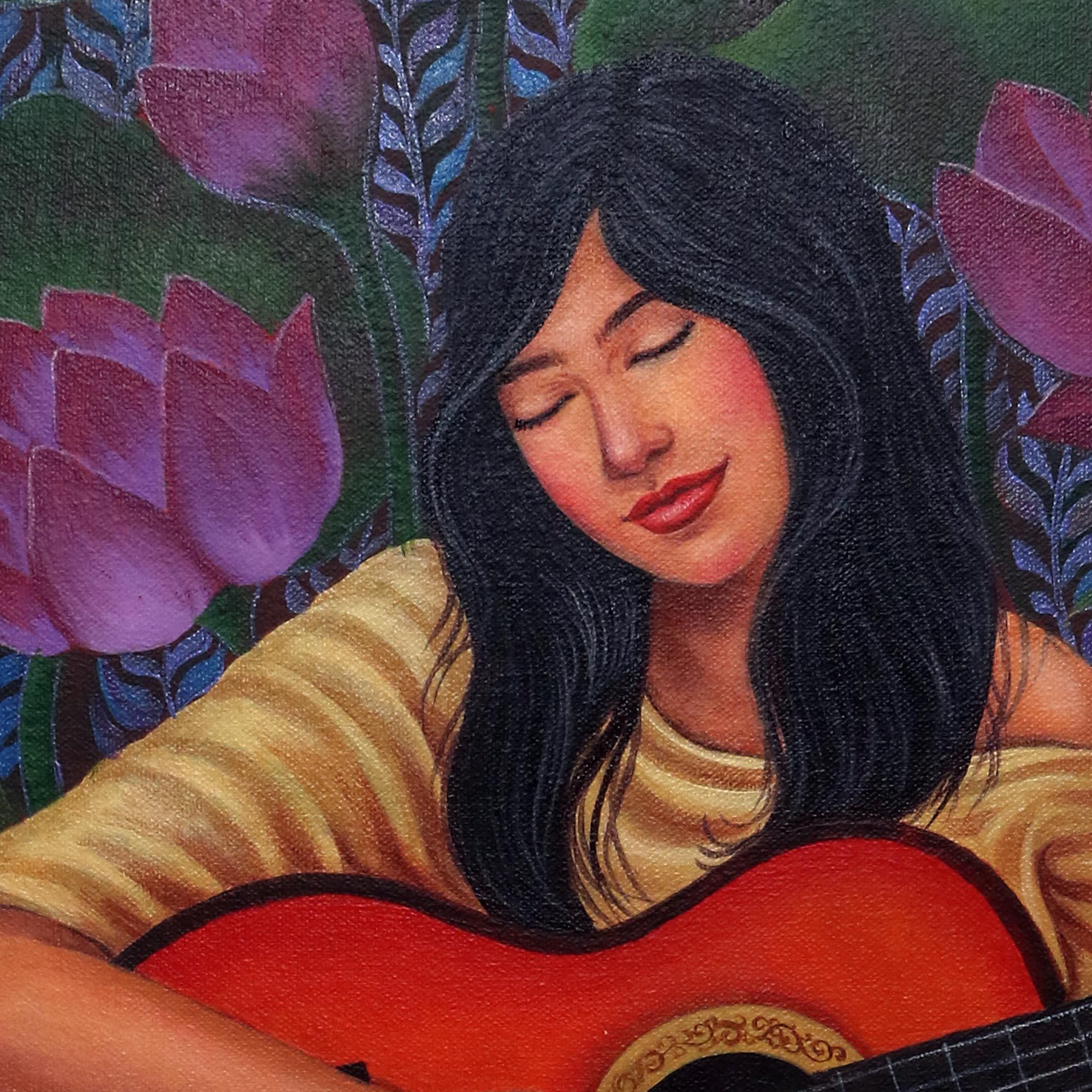 Portrait of a Woman with a Guitar Painting from Java - Song of My ...