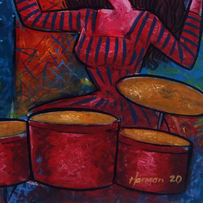 'Harmony of a Concert' - Original Painting of a Balinese Women's Musical Group