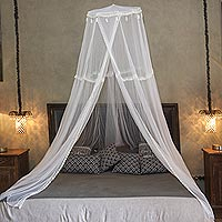 Cotton bed canopy, 'Sleep Well' - Queen Sized Cotton Bed Canopy Netting