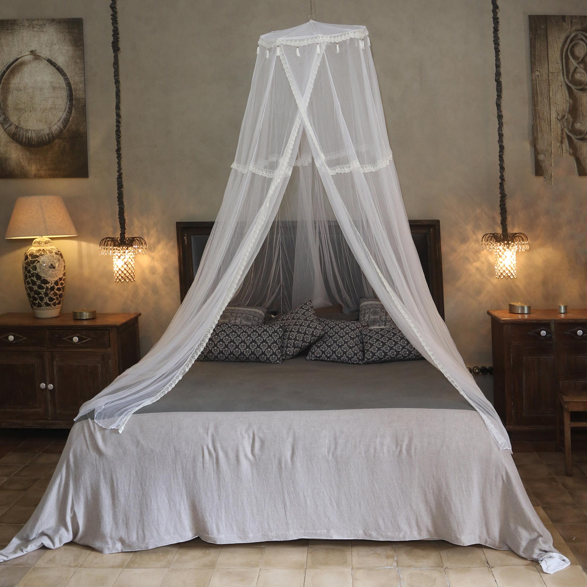 Queen Sized Cotton Bed Canopy Netting - Sleep Well