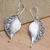 Sterling silver dangle earrings, 'Complex Nature' - Sterling Silver Stylized Leaf Dangle Earrings (image 2b) thumbail
