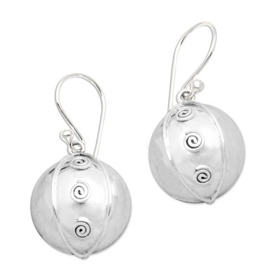 Sterling silver dangle earrings, 'Shining Baubles' - Polished Sterling Silver Dangle Earrings from Bali