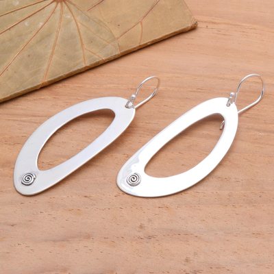 Sterling silver dangle earrings, 'Dynamic Forms' - Artisan Crafted Sterling Silver Dangle Earrings