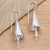 Sterling silver drop earrings, 'Celuk Lily' - Lily-Shaped Sterling Silver Drop Earrings (image 2) thumbail