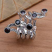 Balinese Style Garnet Cocktail Ring,'Spreading Goodness'