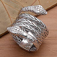 Sterling silver band ring, 'Hydra'