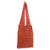 Beaded crocheted cotton shoulder bag, 'Creative Effort in Orange' - Roomy Crocheted Orange Shoulder Bag with Beads