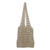 Beaded crocheted cotton shoulder bag, 'Creative Effort in Contrast' - Wood Beaded Crocheted Beige Cotton Shoulder Bag