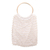 Cotton crochet handbag, 'Circles in White' - Crocheted White Beaded Handbag with Bamboo Handles