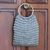 Cotton crochet handbag, 'Circles in Grey' - Crocheted Grey Beaded Handbag with Bamboo Handles