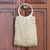 Gehäkelte Handtasche aus Baumwolle - Gehäkelte Handtasche aus Flachsperlen mit Bambusgriffen