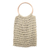 Cotton crochet handbag, 'Circles in Beige' - Crocheted Flax Beaded Handbag with Bamboo Handles