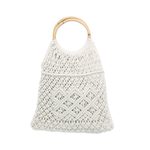 Macrame cotton handle handbag, 'Macrame Envy' - Macrame Cotton and Bamboo Handle Handbag