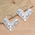 Sterling silver hoop earrings, 'Rhapsody in V' - Ornate Balinese Sterling Silver Squared Hoop Earrings (image 2b) thumbail