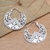 Sterling silver hoop earrings, 'Flame Flower' - Sterling Silver Floral Theme Hoop Earrings  from Bali (image 2b) thumbail