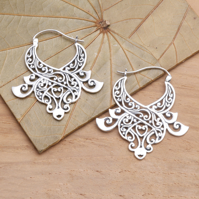 Sterling silver hoop earrings, 'Untamed Beauty' - Modern Free-Form Sterling Silver Jungle Tendril Earrings
