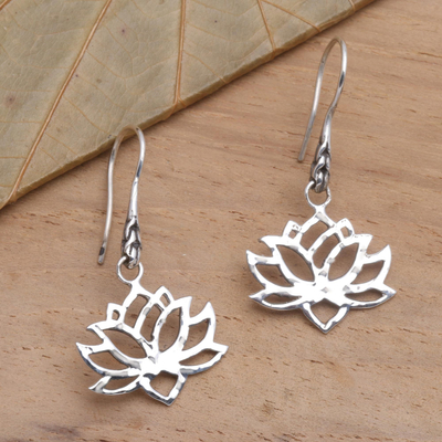 Curated gift set, 'Zen Lotus' - Curated Gift Set with Lotus Necklace Earrings and Short Robe