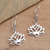 Sterling silver dangle earrings, 'Lotus Silhouette' - Handcrafted Sterling Silver Lotus Blossom Dangle Earrings (image 2) thumbail