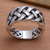Sterling silver band ring, 'Bright Braid' - Bold Braided Sterling Silver Ring Handcrafted in Bali thumbail