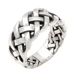 Sterling silver band ring, 'Bold Braid' - Bold Braided Sterling Silver Ring Handcrafted in Bali