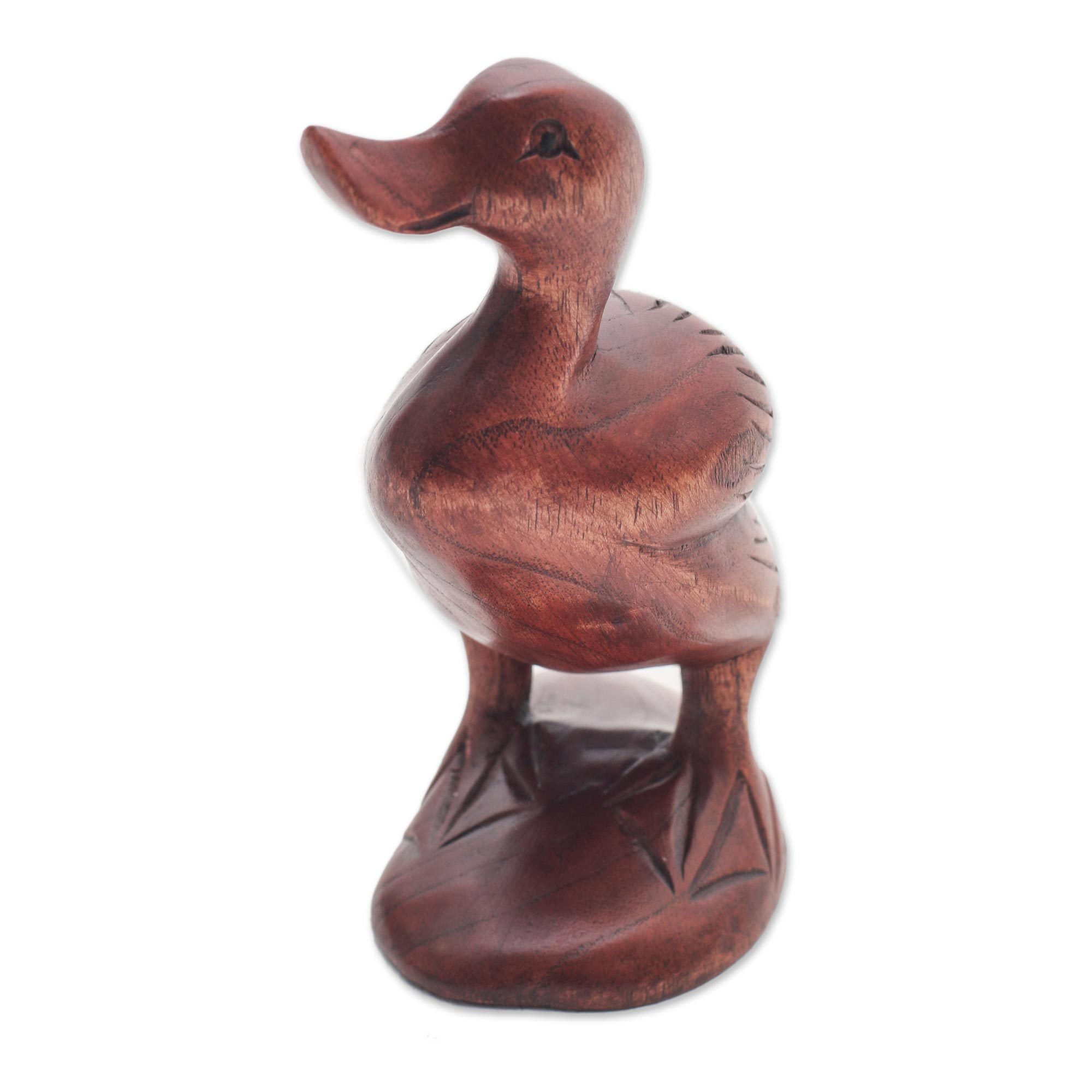 Artisan Hand Crafted Wood Duck Sculpture - Solitary Duck | NOVICA
